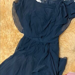 Elegant Navy Blue Chiffon Dress